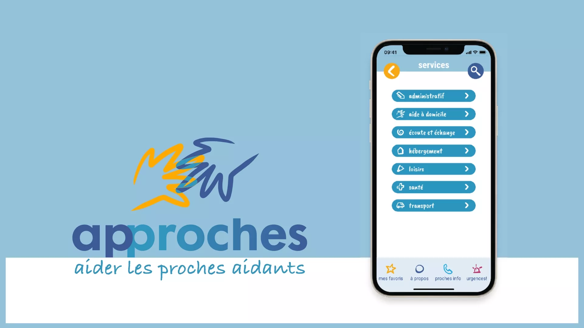 Ecran d'accueil de l'application approches