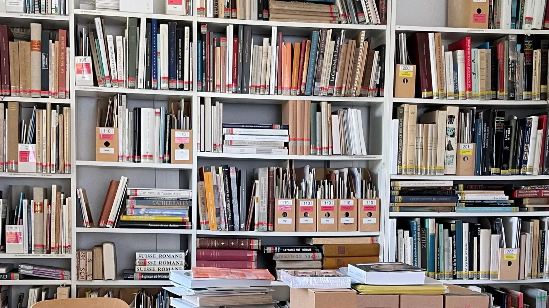 Vue d'une bibliothèque remplie de livres