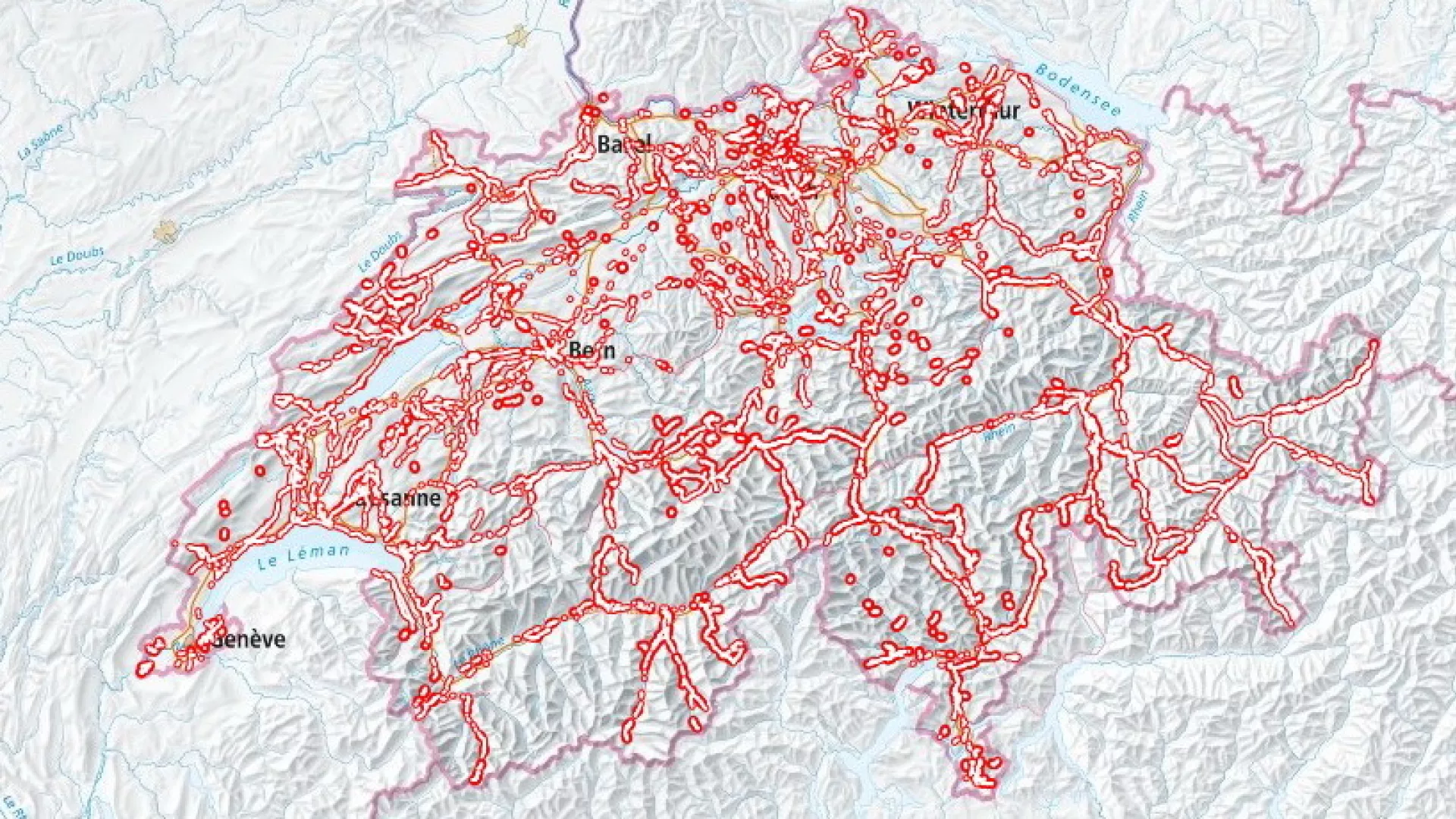 Carte montrant les principales voies historiques suisses