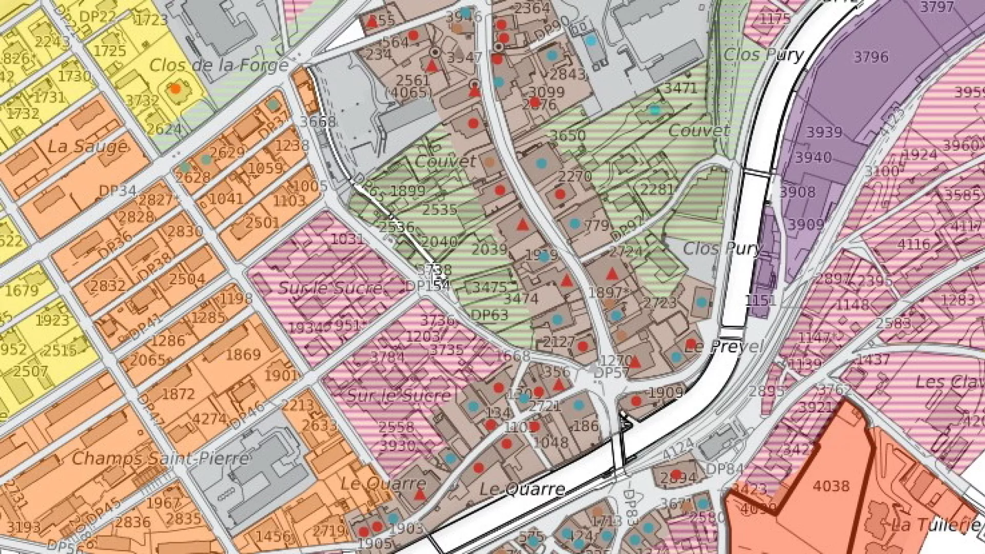 Extrait du plan communal d'affectation de Couvet