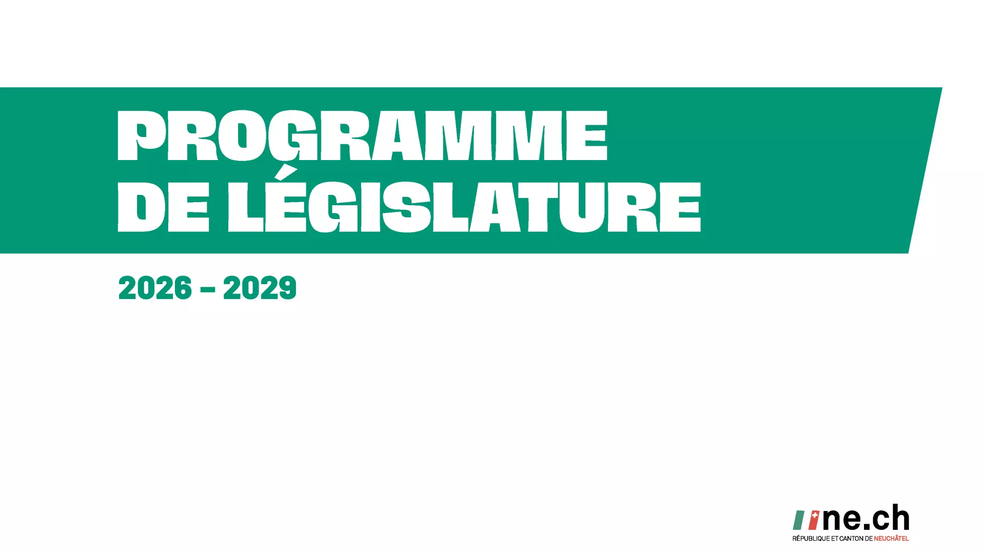 Page de garde du programme de législature 2026-2029