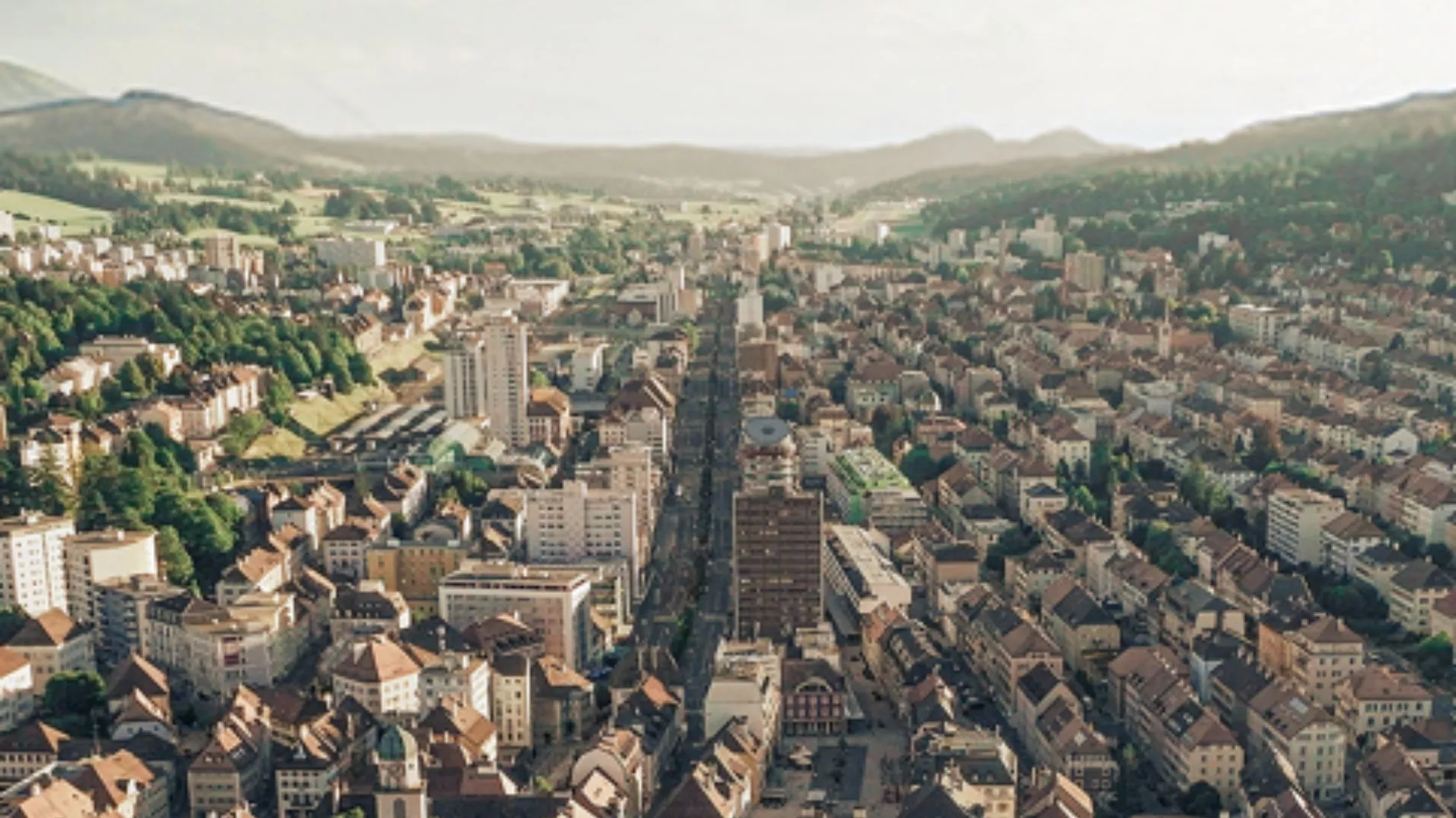 Vue aérienne de La Chaux-de-Fonds