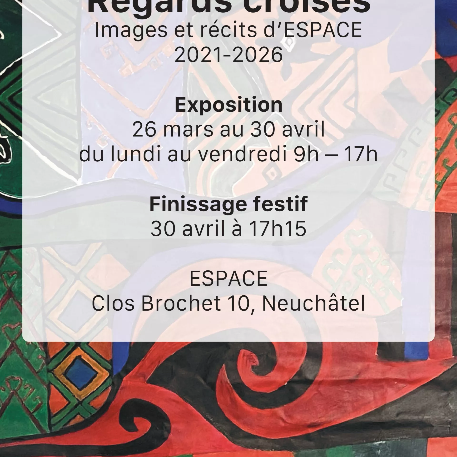 Flyer du finissage de l'exposition à ESPACE